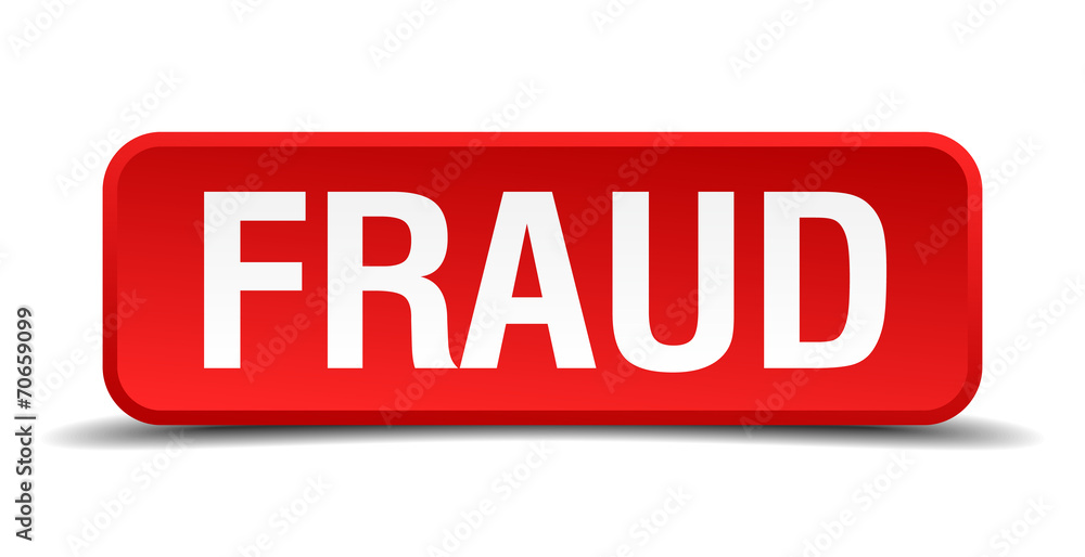 Fraud red 3d square button isolated on white background Fraud red 3d square button isolated on white background