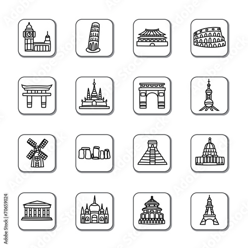 Famous Scenic Spots Doodle Icons