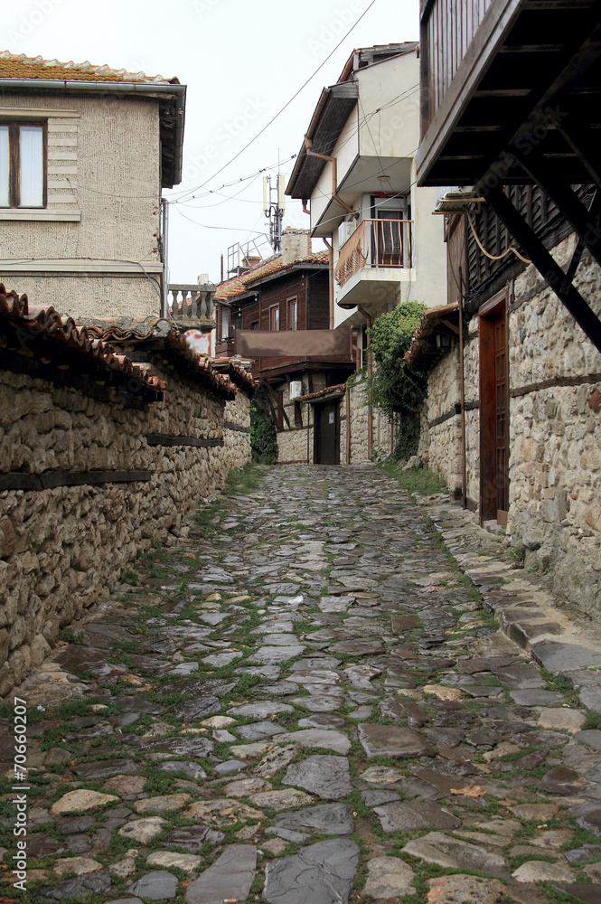 Old streets in the historic town of Nessebar in Bulgaria