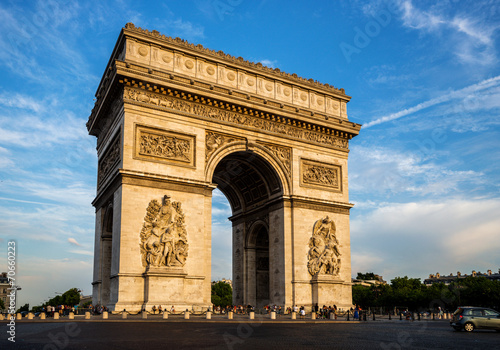 Arch of Triumph (Arc de Triomphe) with dramatic sky © gurgenb