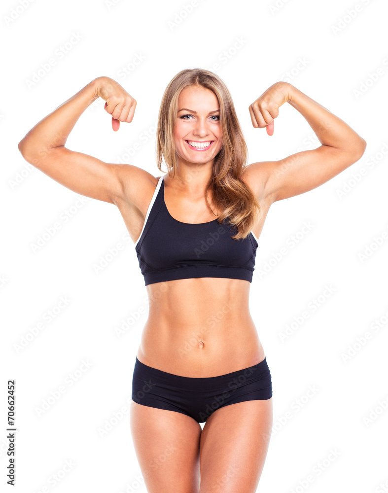 Young athletic girl on white background Young athletic girl on white background