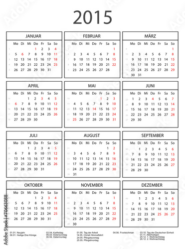 Kalender 2015 mit Rahmen schwarz weiss