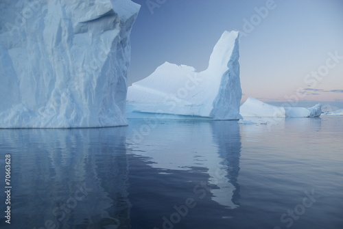 Reflection of blue icebergs (Antarctica)