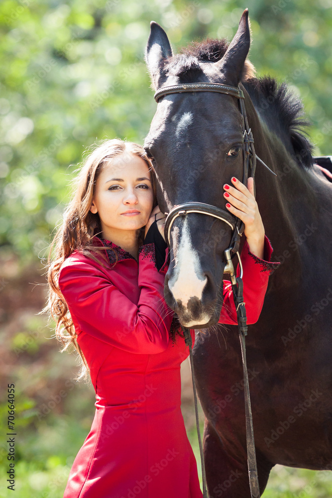 Obraz premium brunette girl and horse