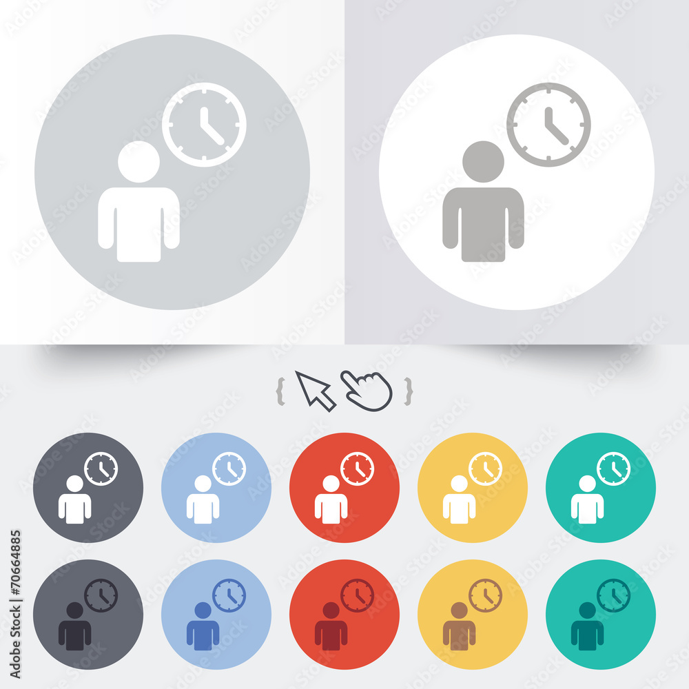 Person waiting sign icon. Time symbol. Person waiting sign icon. Time symbol.