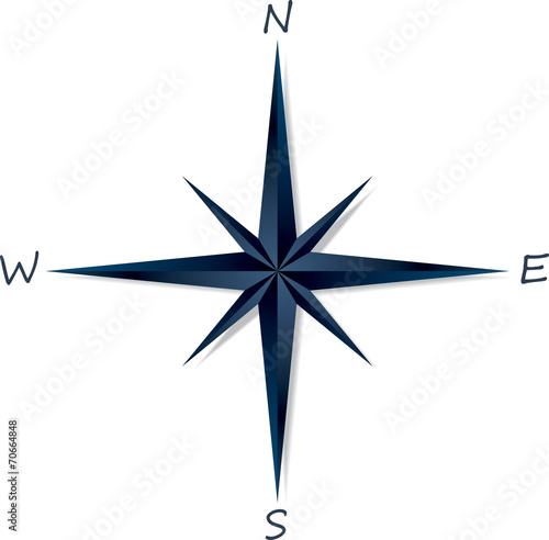 Compass rose on white background