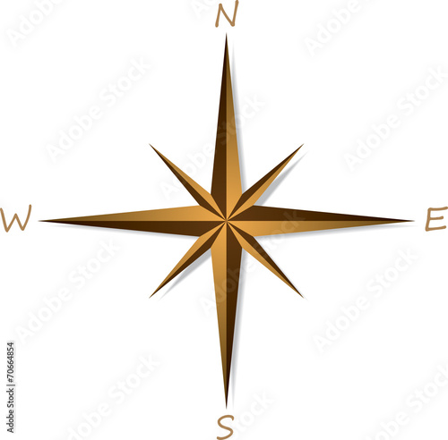 Compass rose on white background
