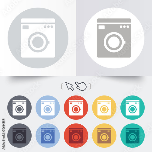 Washing machine icon. Home appliances symbol.