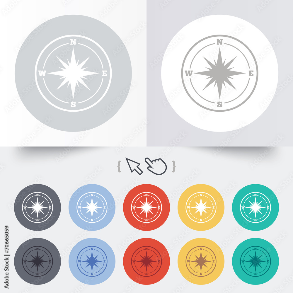 Compass sign icon. Windrose navigation symbol. Compass sign icon. Windrose navigation symbol.