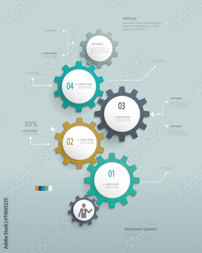 Gears Infographics Number Options Banner & Card.