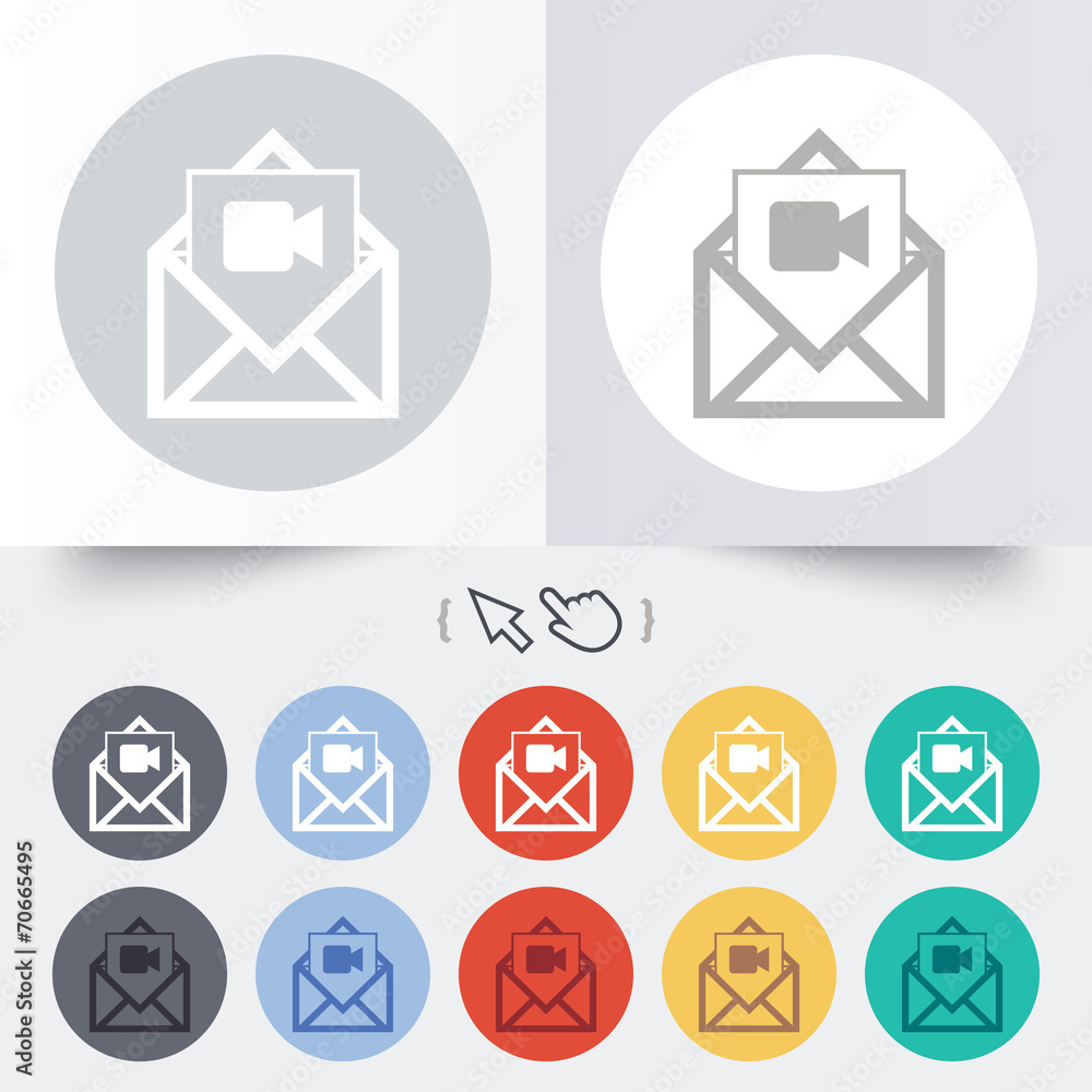 Video mail icon. Video camera symbol. Message. Video mail icon. Video camera symbol. Message.