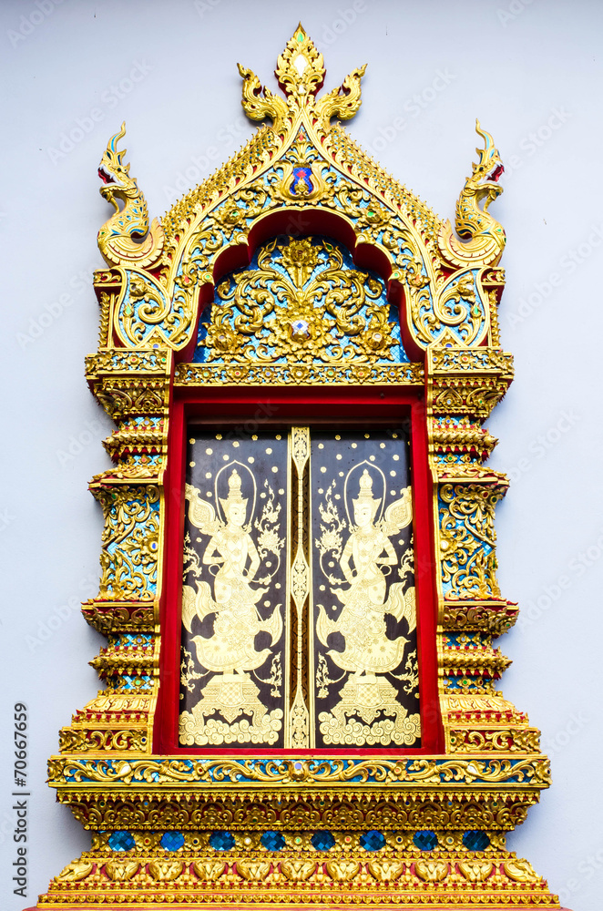 Church window in temple Thailand