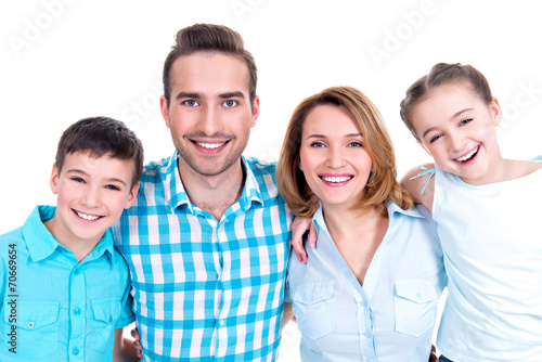 Portrait of the happy european family with children