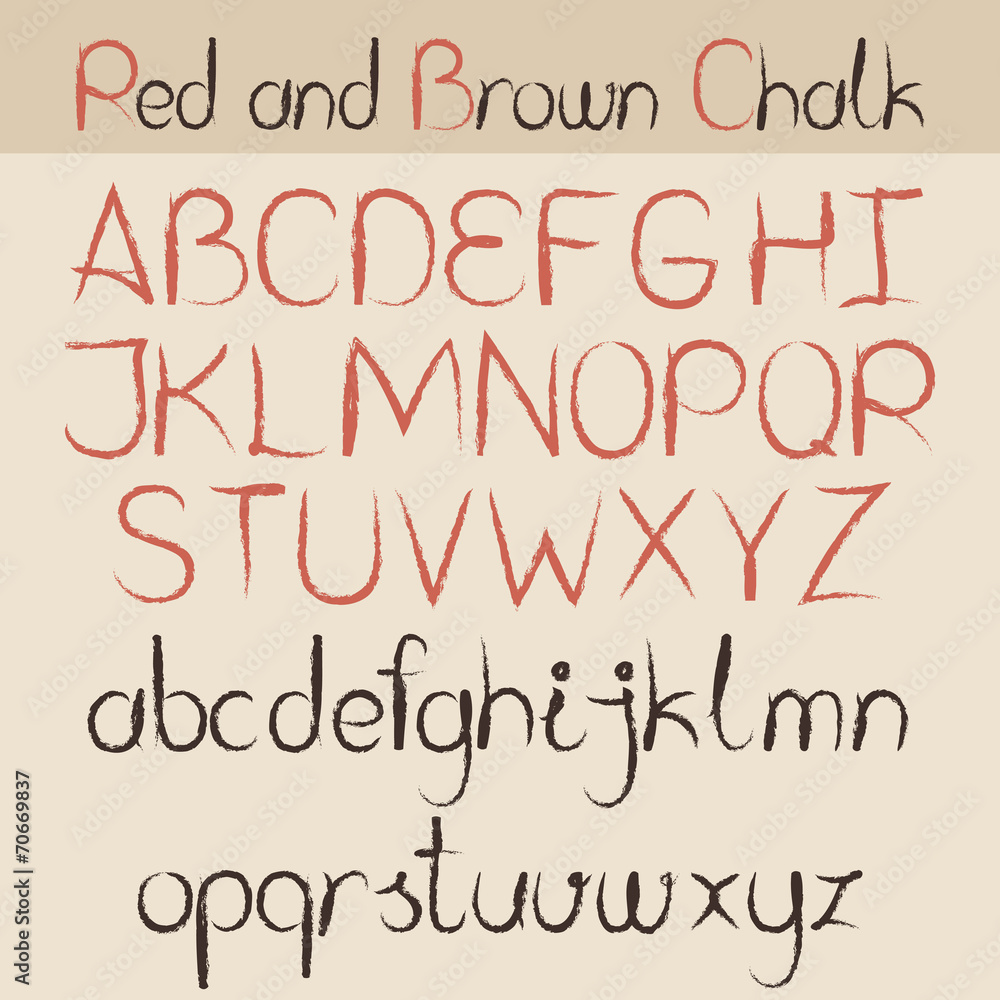 Red and brown chalk alphabet Red and brown chalk alphabet