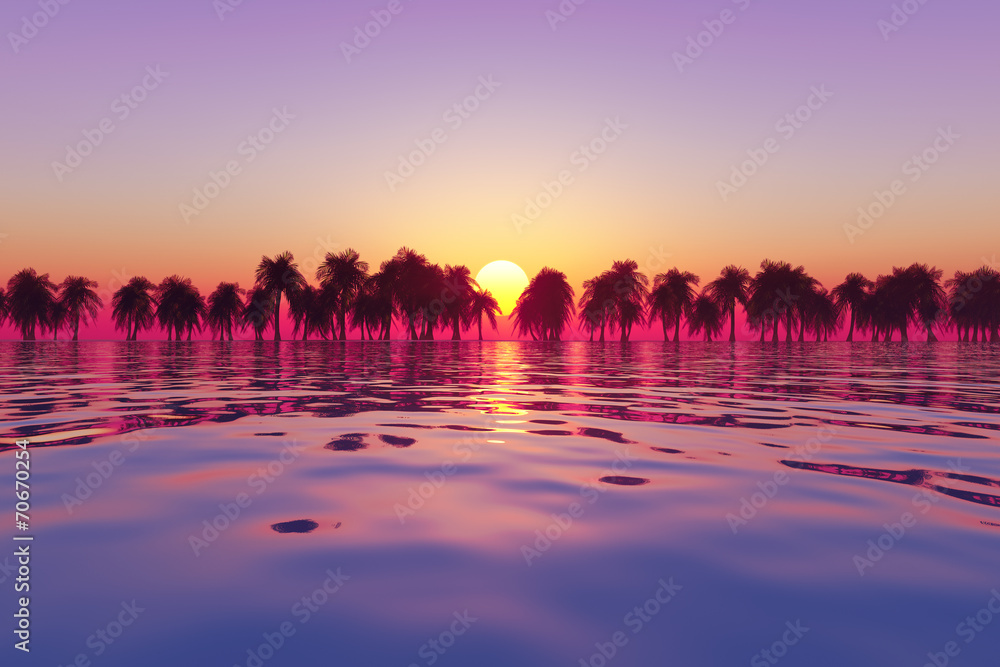 Obraz premium pink tropical sunset