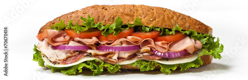 Italian Sub Sandwich with Salami, Tomato, and Lettuce