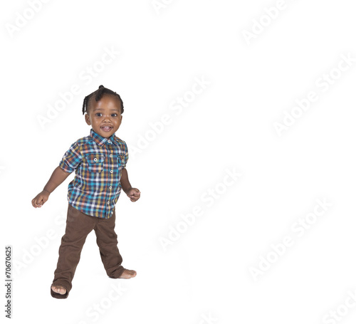 Young toddler isolated against a white background