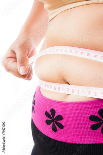Wallpaper Mural woman body with measuring tape isolated in white Torontodigital.ca