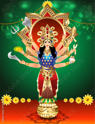 vector illustration goddess durga