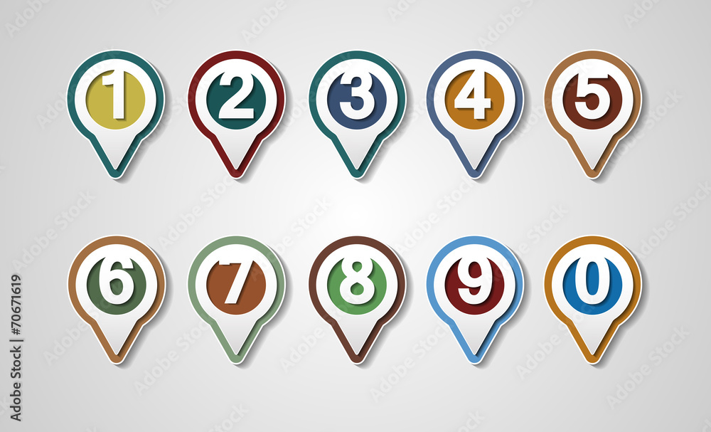 Mapping pins numbers.Map Markers or GPS Map Mapping pins numbers.Map Markers or GPS Map