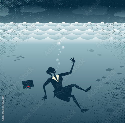 Abstract Businesswoman Drowning.