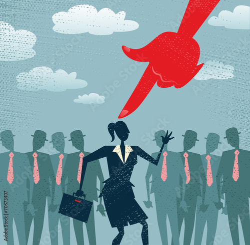 Abstract Businesswoman is Picked and Selected.