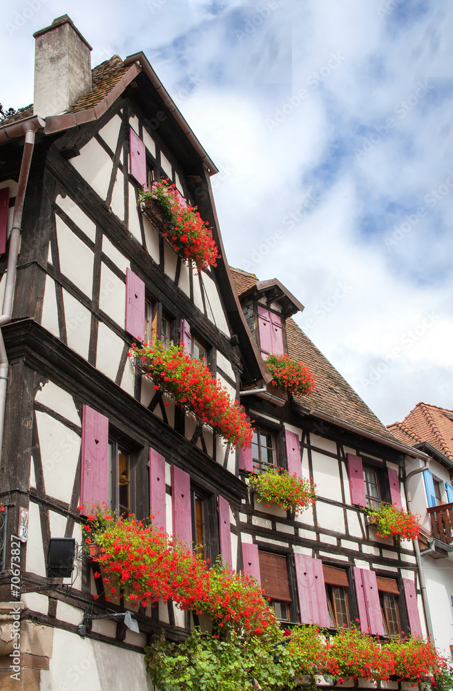 Maisons à colombages à Obernai en Alsace, Bas Rhin