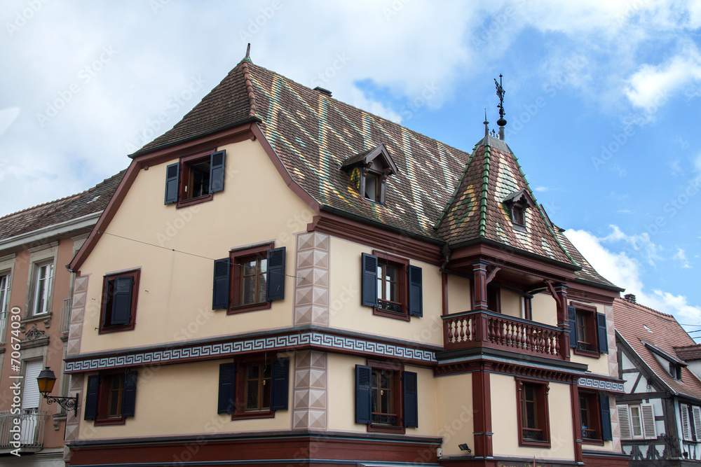 Maisons à colombages à Obernai en Alsace, Bas Rhin