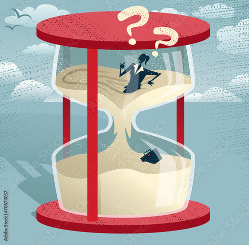 Abstract Businesswoman Trapped in Egg timer.