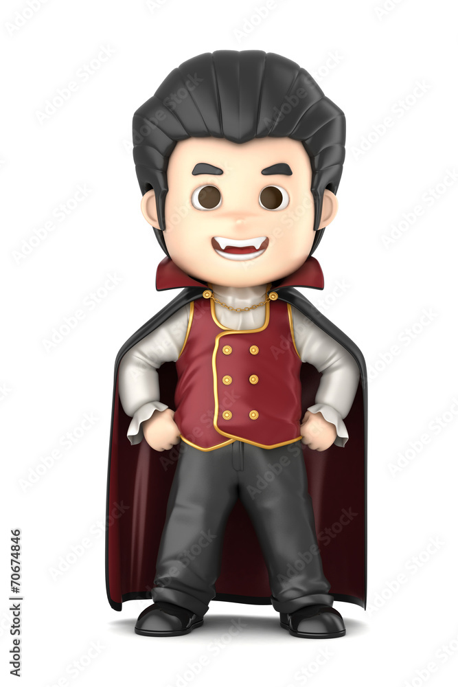 3D render of a boy wearing Halloween dracula costume 3D render of a boy wearing Halloween dracula costume