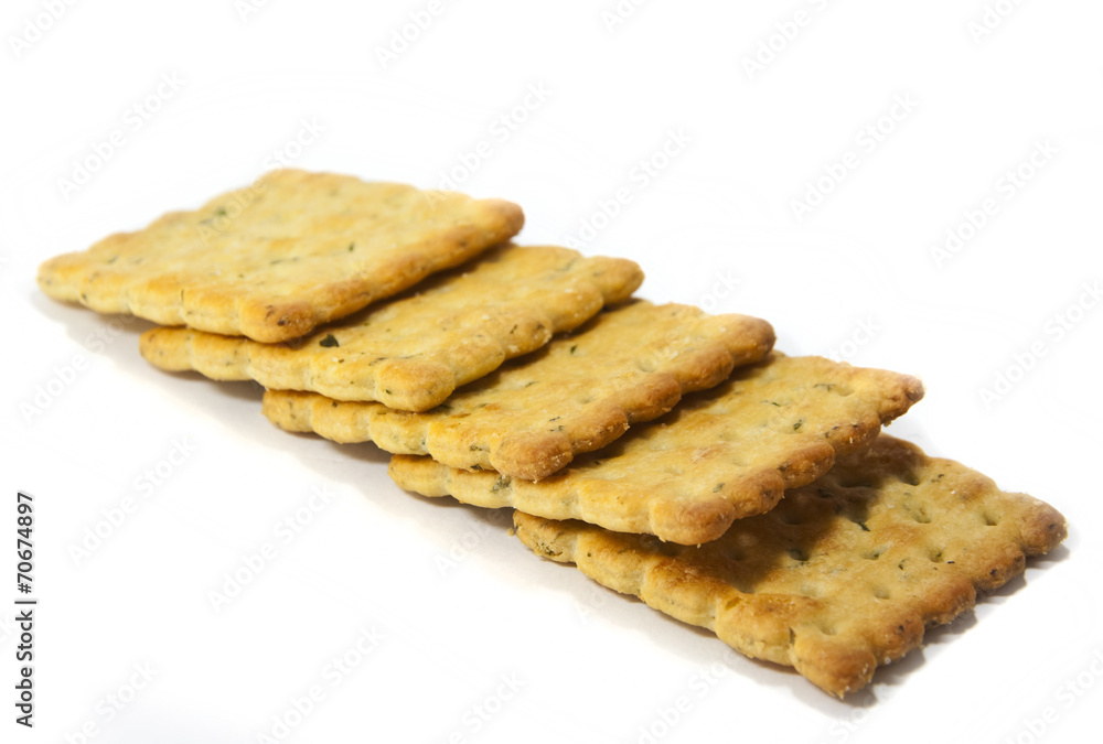 Vegetable cracker on white background Vegetable cracker on white background
