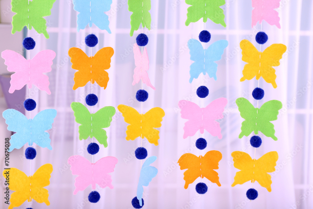 Handmade garland on light background Handmade garland on light background