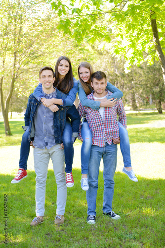 Happy friends in park