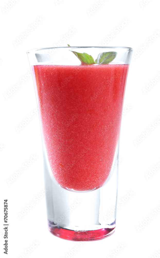 Gazpacho soup in glass isolated on white Gazpacho soup in glass isolated on white