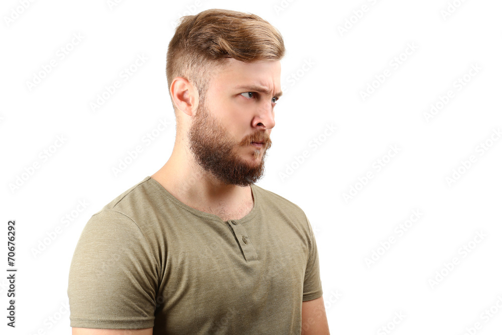 Portrait of handsome man with beard isolated on white Portrait of handsome man with beard isolated on white