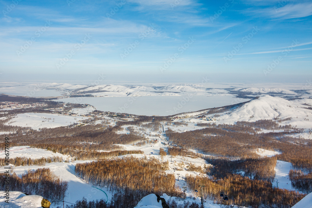 Obraz premium Mountain ski center Metallurg-Magnitogorsk, Russia