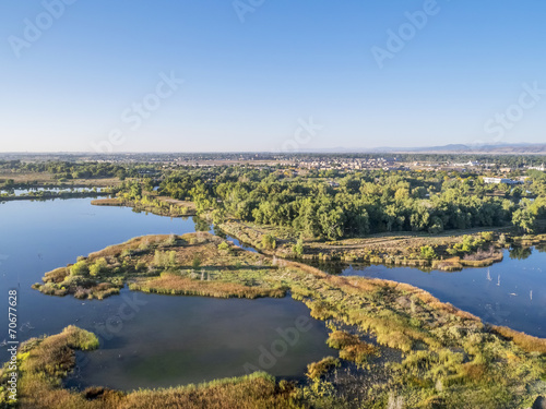 aerial view of lake natural area