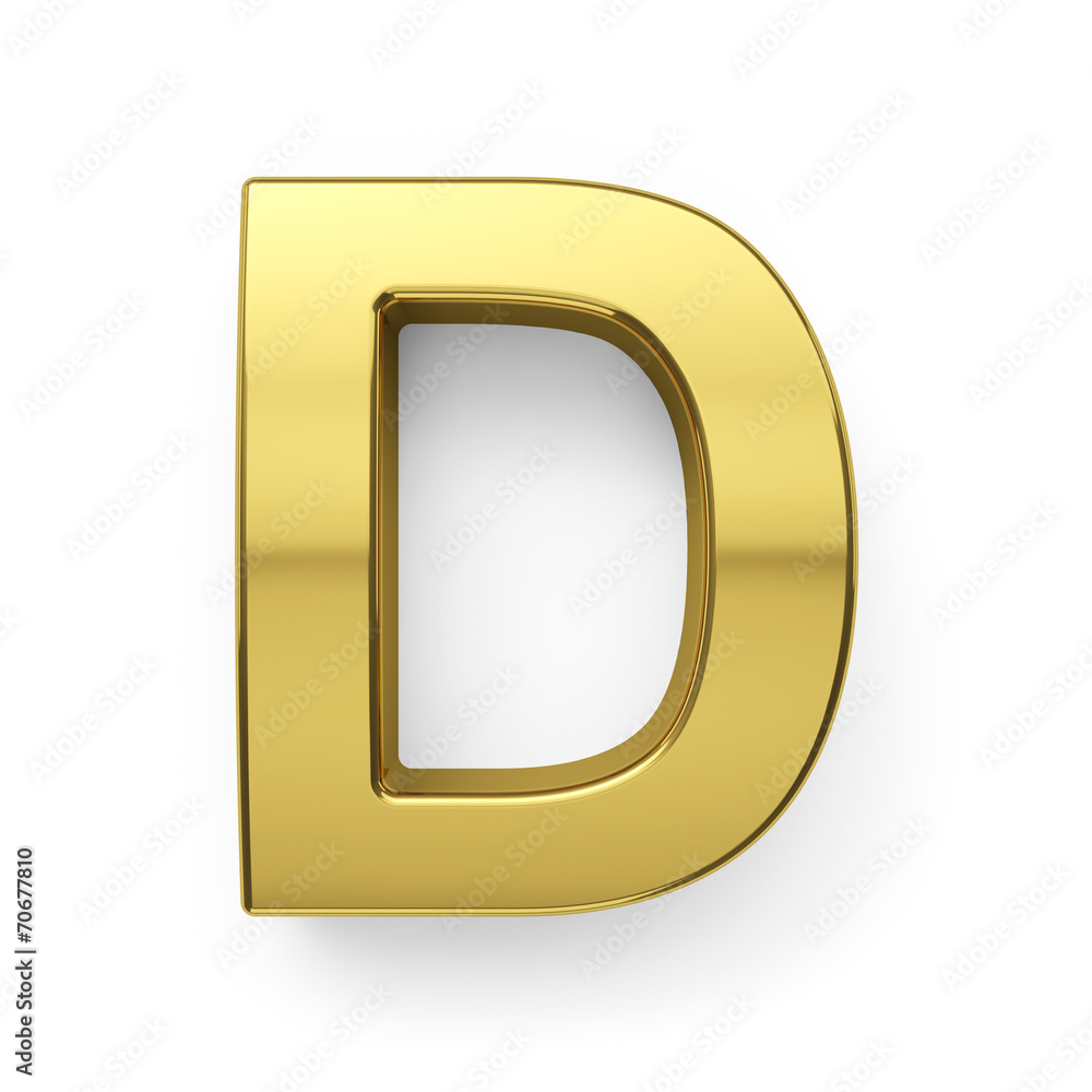 3d render of golden alphabet letter simbol - D 3d render of golden alphabet letter simbol - D