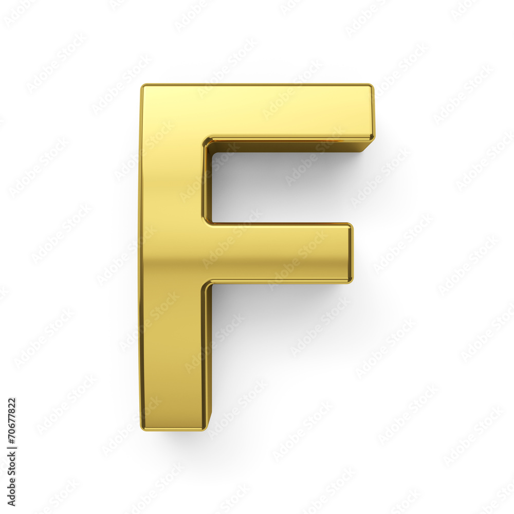 3d render of golden alphabet letter simbol - F 3d render of golden alphabet letter simbol - F