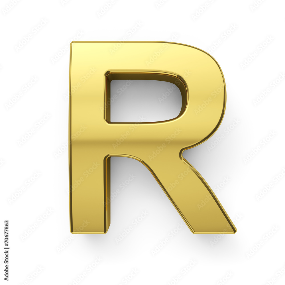3d render of golden alphabet letter simbol - R 3d render of golden alphabet letter simbol - R