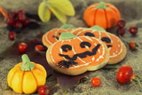 Halloween decor pumpkin cookies