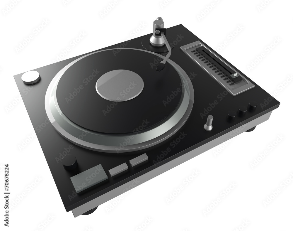 Fototapeta premium black turntable isolated on white background with clipping mask