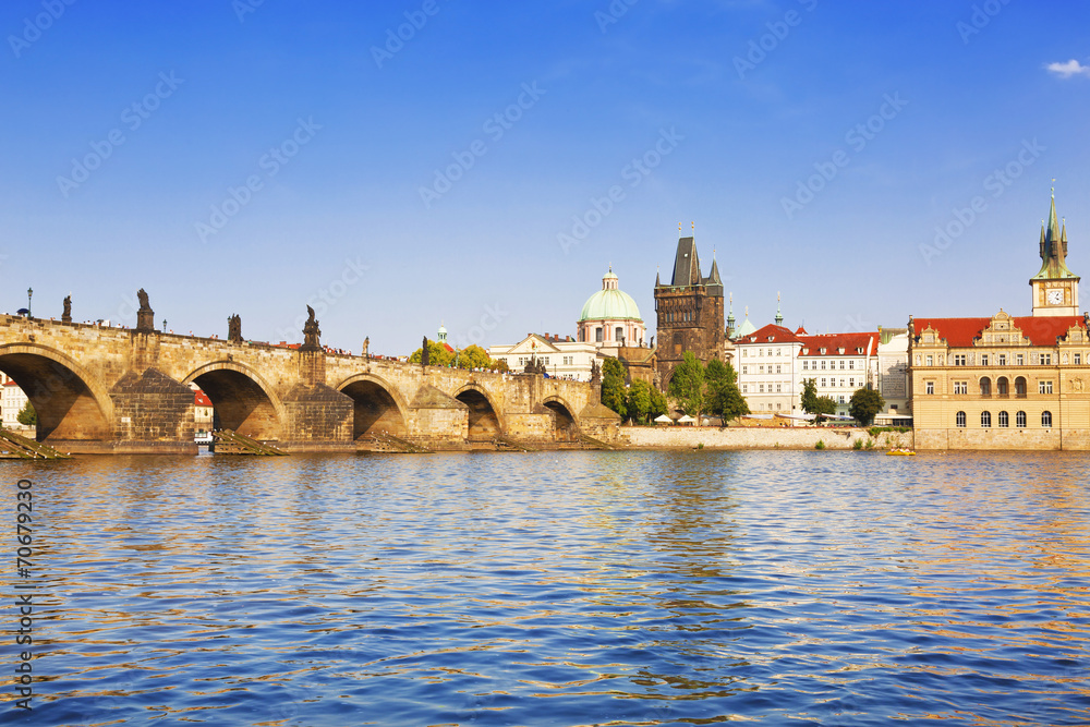 Naklejka premium View of Prague and Charles bridge