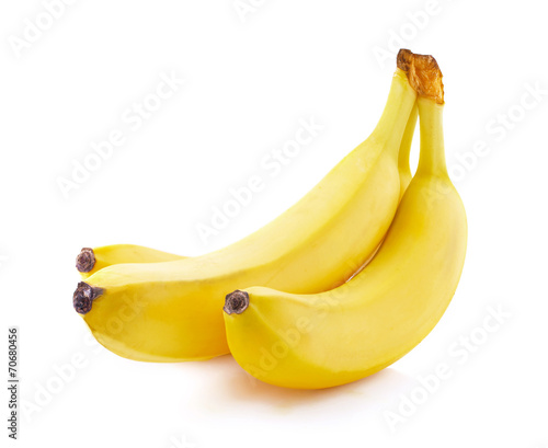 Ripe bananas isolated.