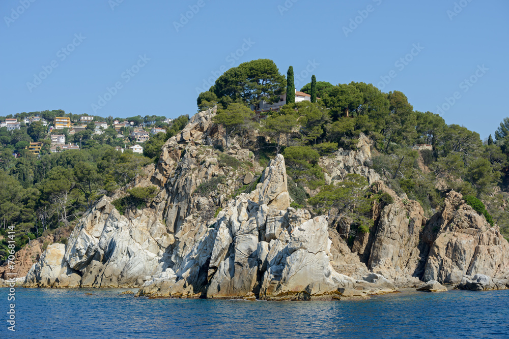 Rocks Punta de s’Agulla near Santa Cristina beach, Costa Brava