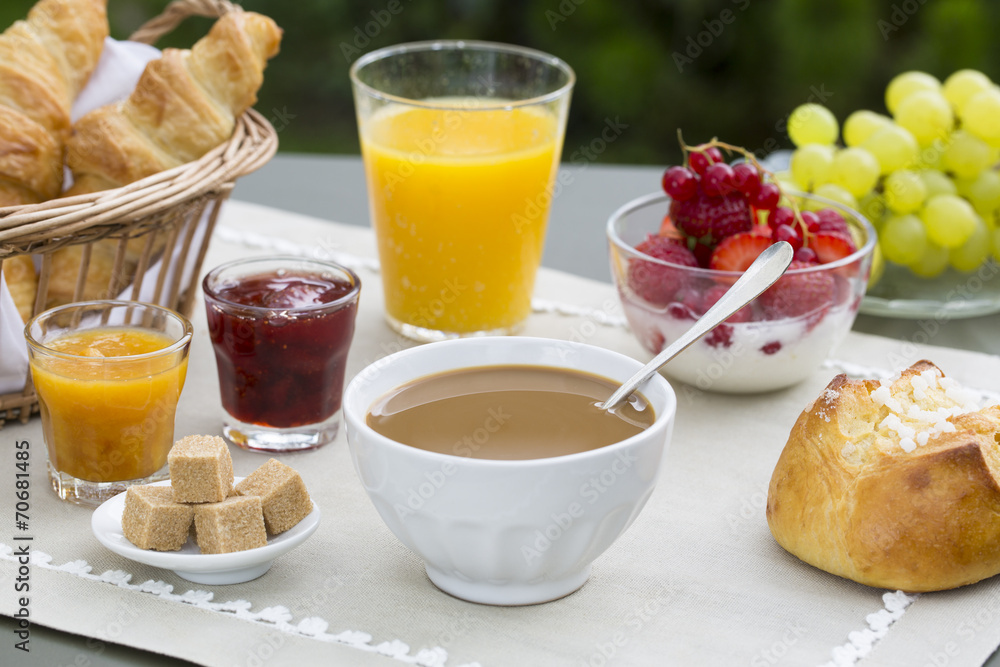 Sunny breakfast in garden Sunny breakfast in garden