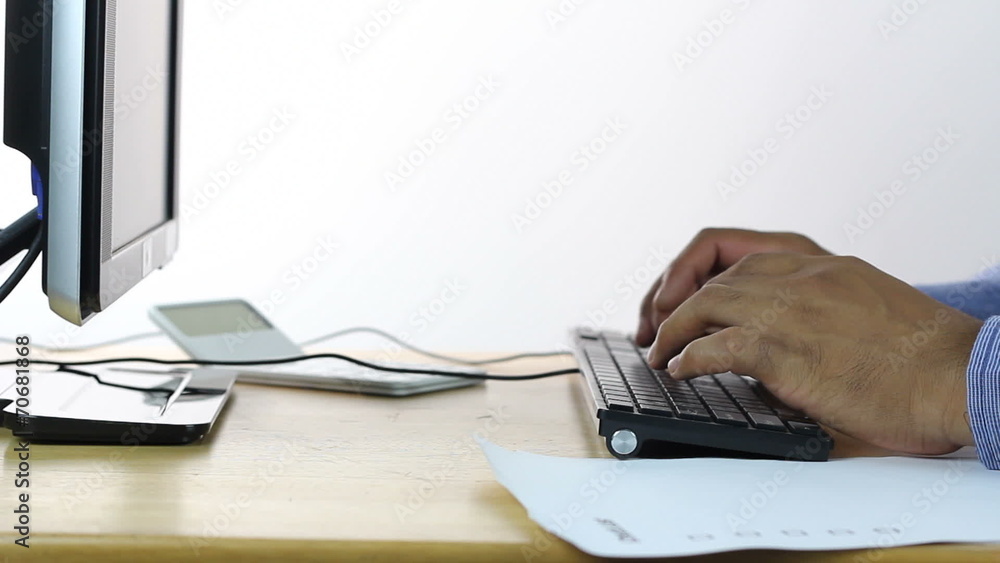 HD Dolly: Businessman working with pc on work place HD Dolly: Businessman working with pc on work place