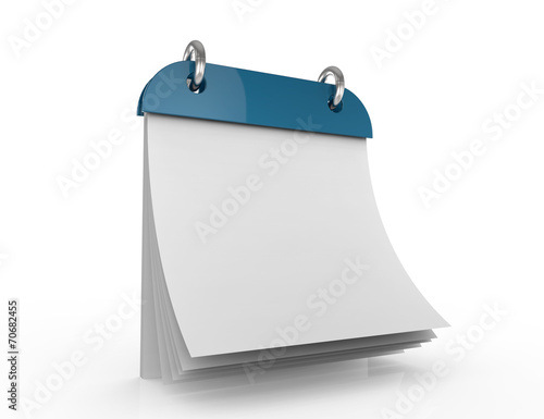 3d illustration of calendar with blank page