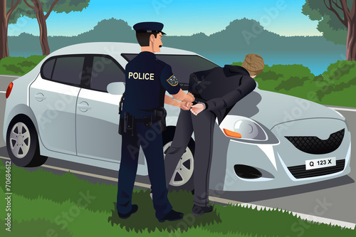 Cop handcuffs a law-breaker