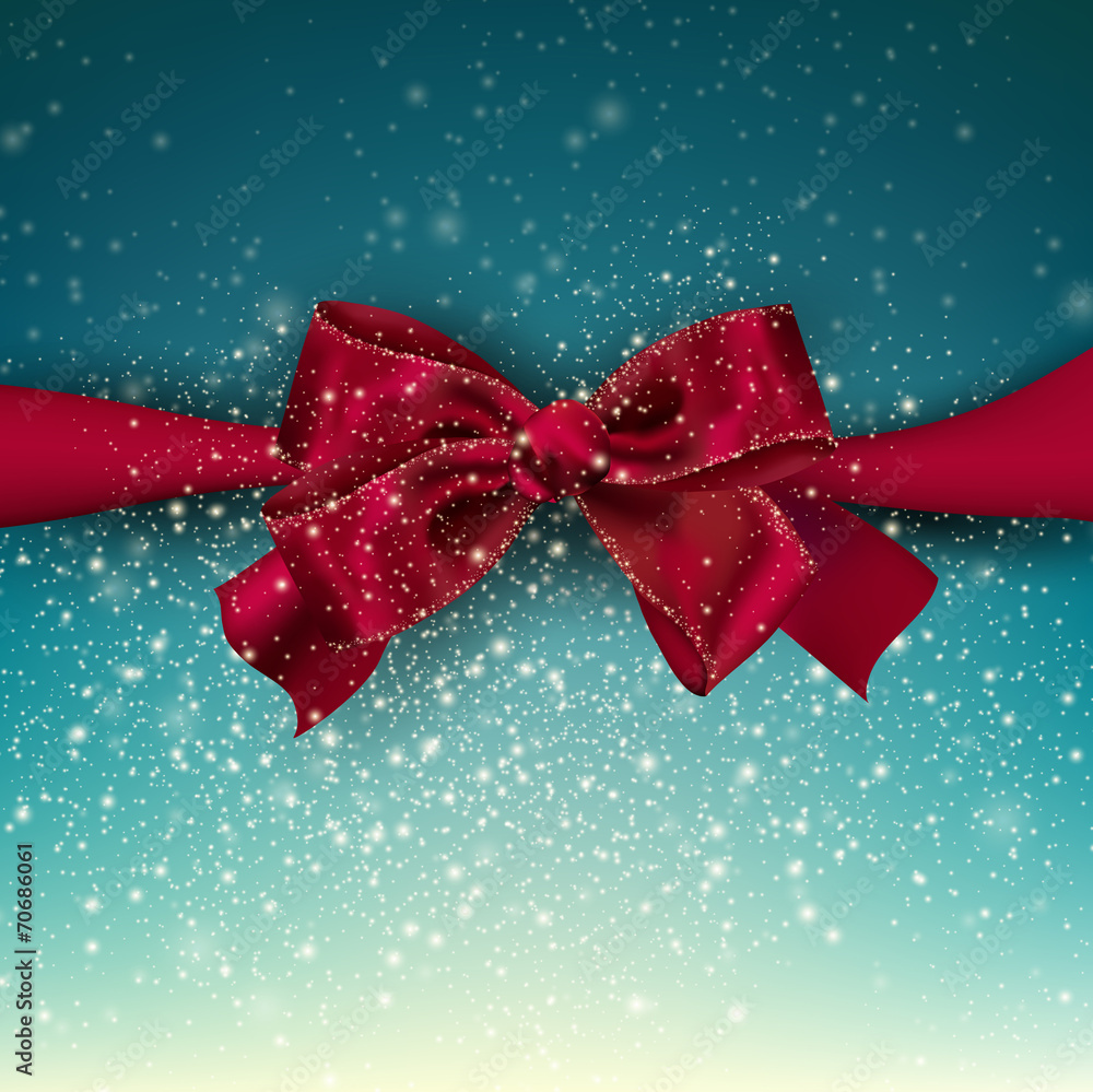 Gorgeous blue background with red bow and copy space. Vector il Gorgeous blue background with red bow and copy space. Vector il
